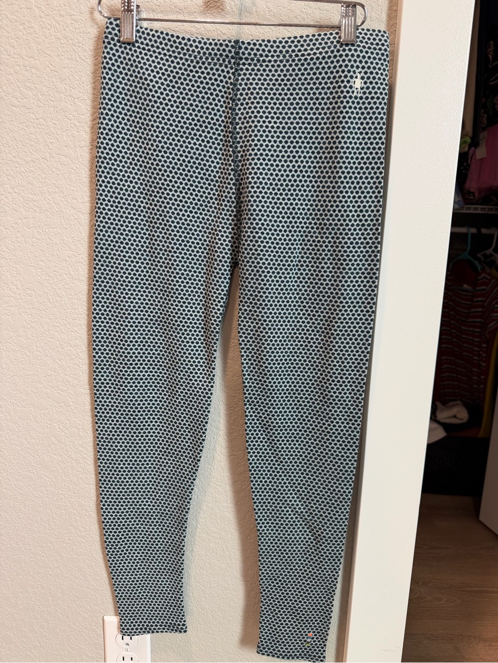 Smartwool teal and White Honeycomb Kids base layer